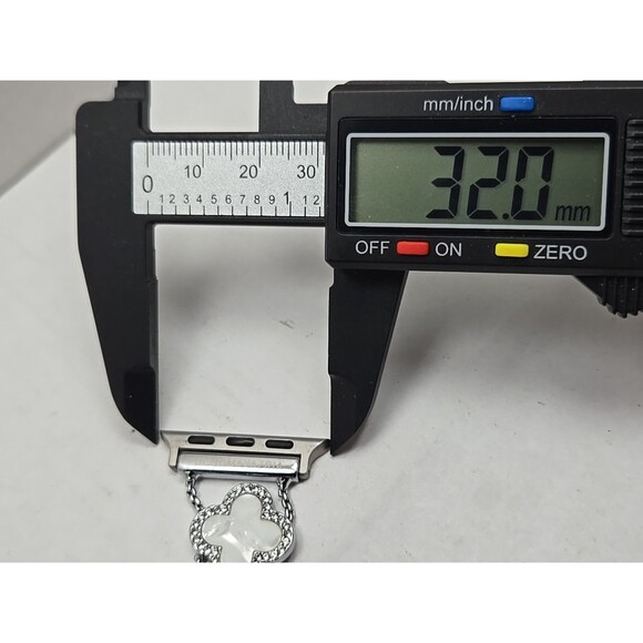 BCBGMAXAZRIA Silver Clover Rhinestone Apple Watch Band 42 44 45 49 Adjustable - Picture 7 of 8